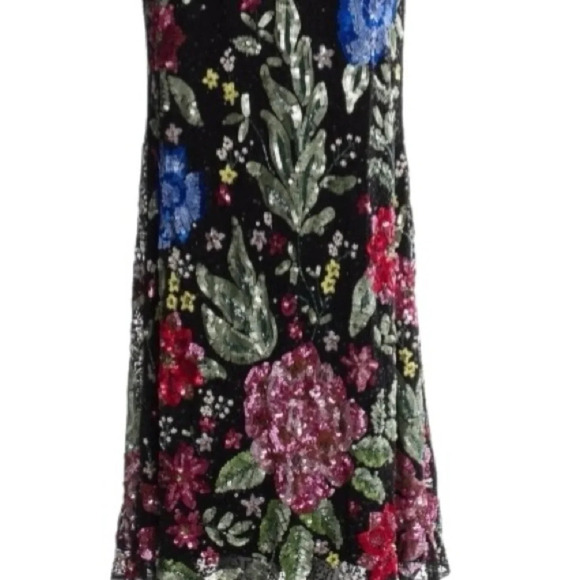 Mac Duggal - 5475 V-Neck Floral Appliqued Black Floral Dress 16 NWT - Picture 8 of 10